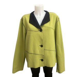 Maralyce Ferree‎ Lime Green Fleece Button Down Jacket size large
